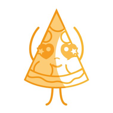siluet kawaii şirin ihale dilim pizza yemek vektör çizim