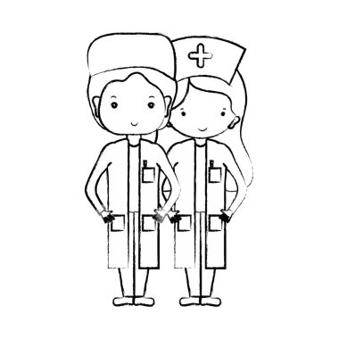 Şekil doktor ve hemşire insanlar vektör çizim yardımcı olmak için