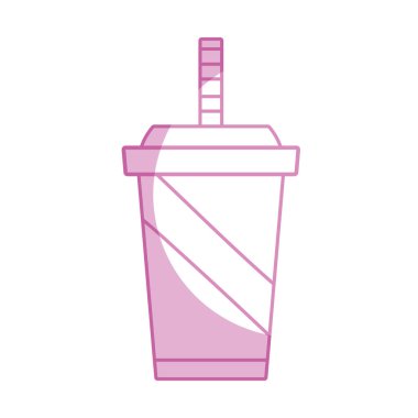 siluet vektör illüstrasyon içmek için plastik kap içinde lezzetli içecek