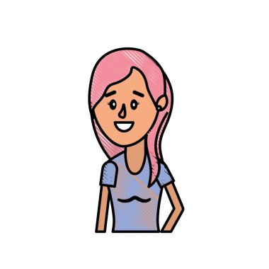 kadın saç modeli ve bluz tasarım vektör çizim ile