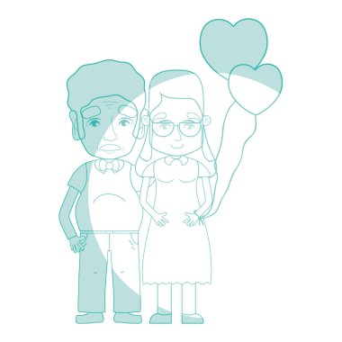 siluet eski coupe insanlar gözlük ve saç modeli ile illüstrasyon vektör