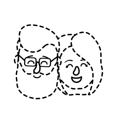 Şekil avatar çift kafa saç modeli tasarım vektör çizim ile noktalı