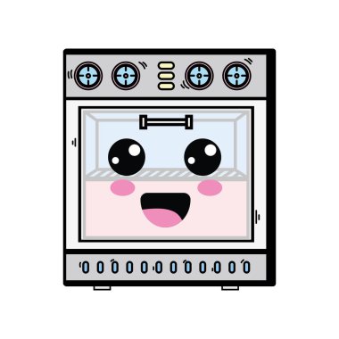 Kawaii şirin mutlu fırın teknoloji vektör çizim