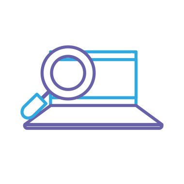 siluet bilgisayar bilgi vektör çizim aramak için büyüteç ile