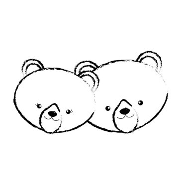 sevimli ayı baş hayvan çift birlikte vektör çizim şekil