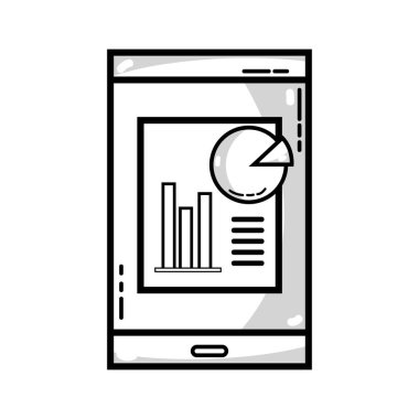satır, şirket belge ve istatistik diyagramı vektör çizim bar ile smartphone