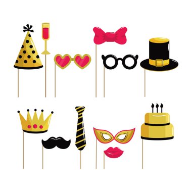 İyi ki doğdun vektör çizim için komik kostüm ayarla