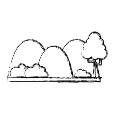 Şekil countains ağaçları ve ekoloji manzara vektör çizim ile