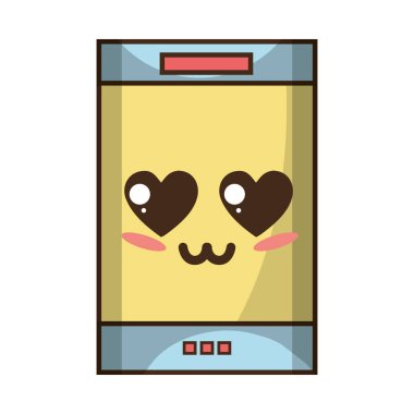 Kawaii şirin ihale smartphone teknoloji vektör çizim