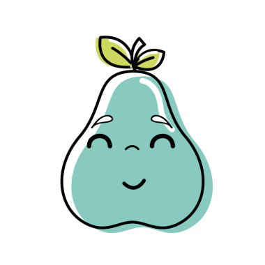 Kawaii güzel mutlu armut kutsal kişilerin resmi, vektör çizim