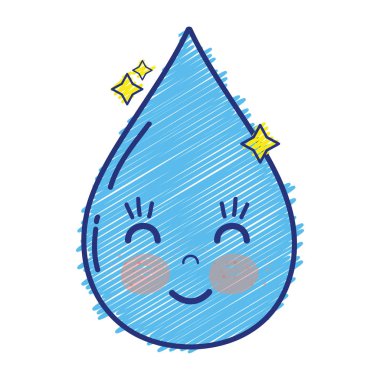 Kawaii şirin mutlu su damla vektör çizim