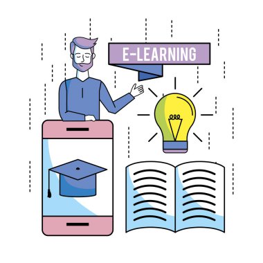 adam ve kap mezuniyet ve kitap vektör Illustration sahip