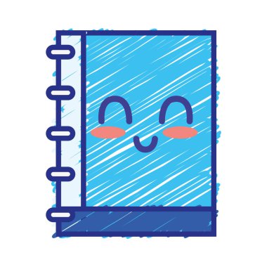 Kawaii şirin mutlu defter araç vektör çizim
