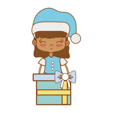 Kız Giysi ve Noel mevcut hediye vektör çizim