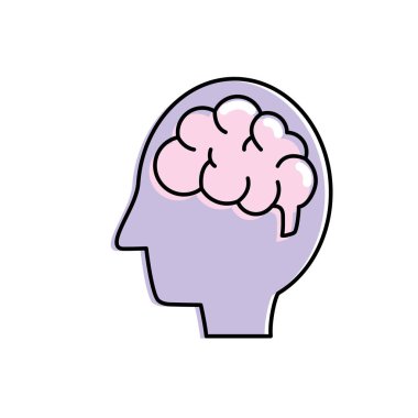 siluet yan adam anatomisi beyin vektör çizim ile