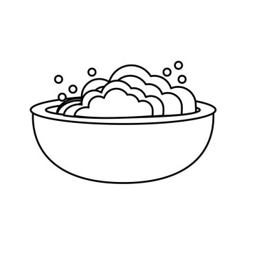 çizgi kova nesnesi ile deterjan ve temizlik için baloncuklar