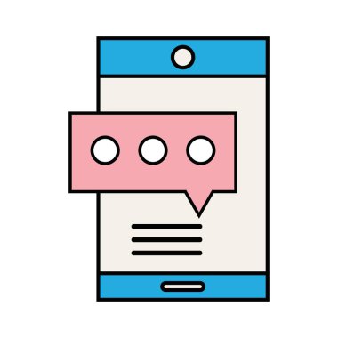 sohbet kabarcık metin vektör çizim ile Smartphone teknoloji