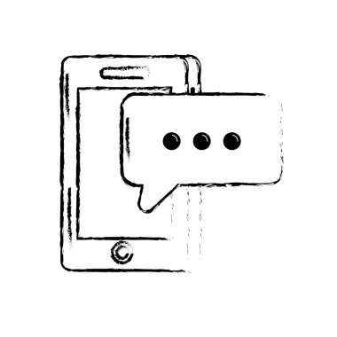 şekil akıllı telefon teknolojisi ile sohbet kabarcık metin vektör çizim