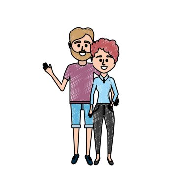 Çift clouthes tasarım vektör çizim simgesi ile birlikte