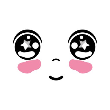 Kawaii sevimli mutlu yüz ifade vektör çizim