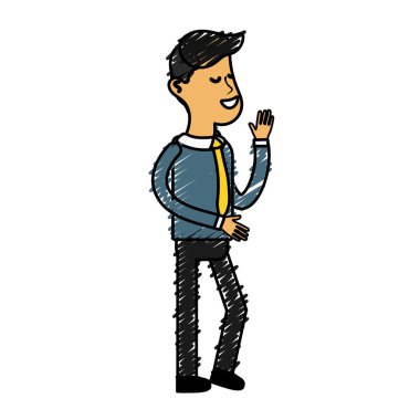 saç modeli ve şık giyim, şirin adamla illüstrasyon vektör