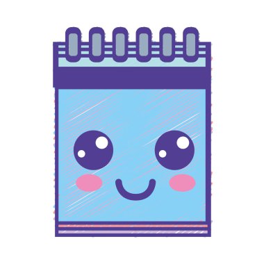 Kawaii şirin mutlu defter araç vektör çizim