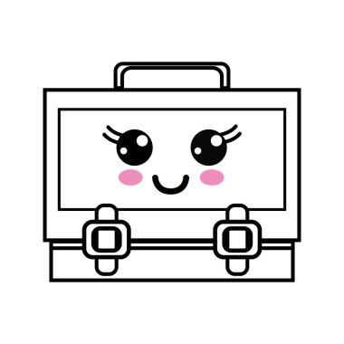 satır kawaii şirin mutlu bavul tasarlamak vektör