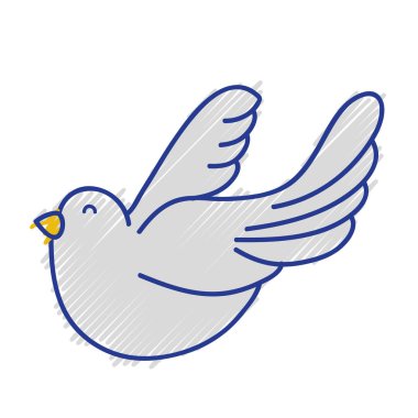 sevimli güvercin hayvan barış sembolü vektör çizim