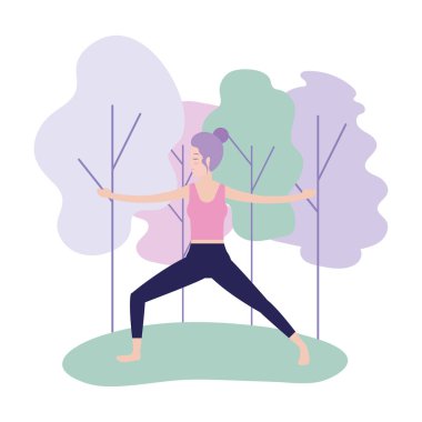 fitness kadın egzersiz duruş vektör çizim yapıyor