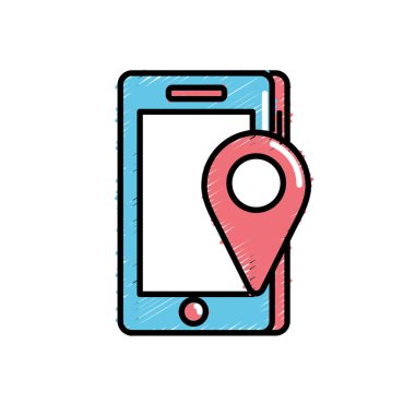 konumu harita sembol vektör çizim ile Smartphone teknoloji
