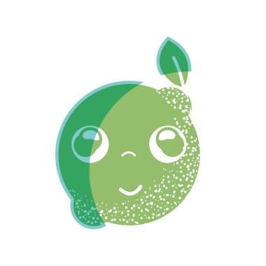 siluet kawaii güzel mutlu limon meyve, vektör çizim