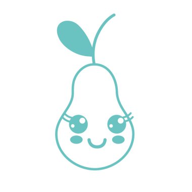 Kawaii şirin ihale armut meyve illüstrasyon vektör