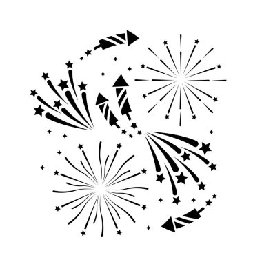 olay vektör çizim kutlamak için anahat gece havai fişek