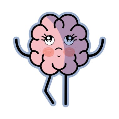 simge çok güzel kawaii beyin ifade, vektör çizim
