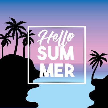 sümer tatil Adası palmiye ağaçları ile vektör çizim