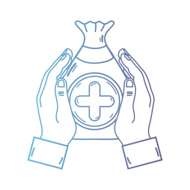 satır el çantası dotation kalp ve çapraz simge vektör çizim ile