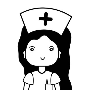 baş vektör çizim şapka ile kontur profesyonel hemşire