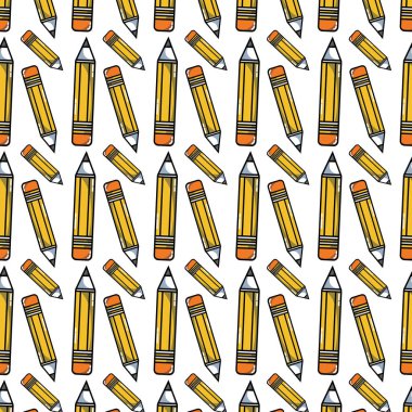 Okul aracı nesne arka plan tasarım vektör çizim kalem