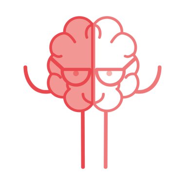 simge çok güzel kawaii beyin gözlüklü, vektör çizim