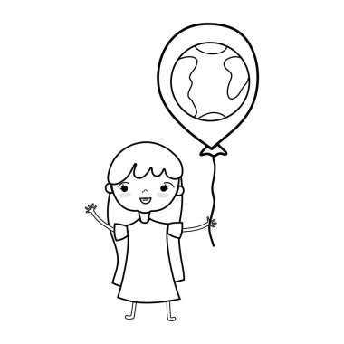 satır güzellik kız balonu tasarımında el vektör çizim ile