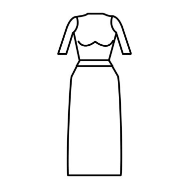 Casual bluz ve uzun etek bez, vektör çizim çizgisi