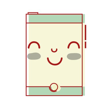 Kawaii şirin mutlu smartphone teknoloji vektör çizim