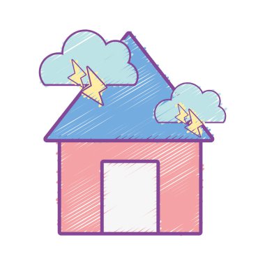 bulutlar ve gök gürültüsü doğal hava vektör çizim ile ev