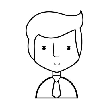 satır mutlu erkek saç modeli, kravat ve gömlek, vektör çizim ile