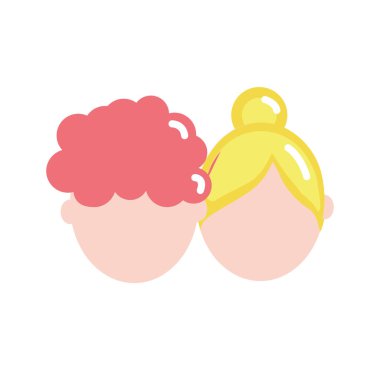 Sosyal clouple kafa saç modeli tasarımı ile illüstrasyon vektör