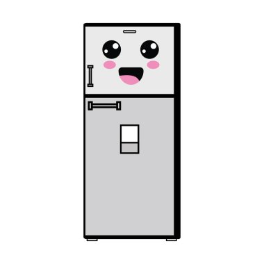 Kawaii şirin mutlu mutfak gereçler vektör çizim