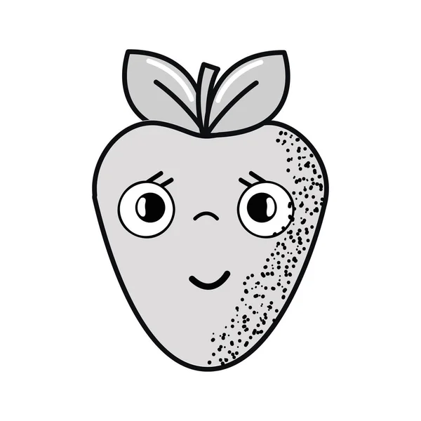 Tangan Digambar Kawaii Bagus Terkejut Strawberry Ikon Vektor Ilustrasi - Stok Vektor