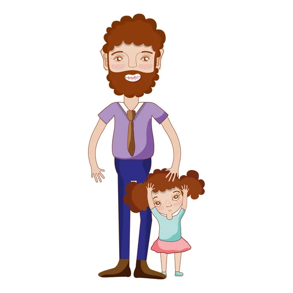 Nice Father His Daughter Casual Wear Vector Illustration — Stock Vector