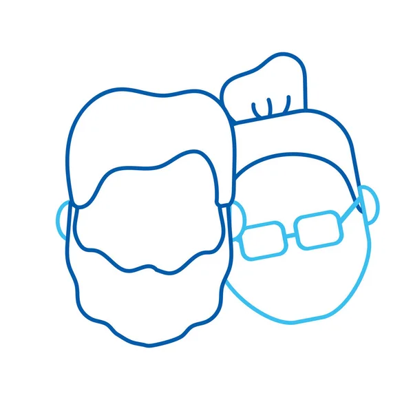 Línea Avatar Pareja Cabeza Con Peinado Diseño Vector Ilustración — Vector de stock