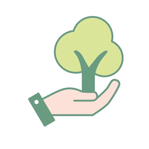 手与生态和自然树图标向量例证 — 图库矢量图片